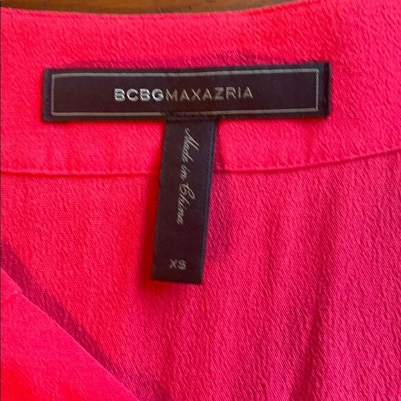 Red BCBG Levin long sleeve shirtdress XS Christmas party holiday party - Picture 9 of 11